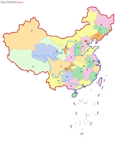中国地图高清空白线描版_中国地图查询