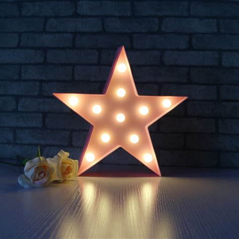 ins爆款LED可爱款五角星星造型灯儿童房装饰灯字母壁挂小夜灯 ...