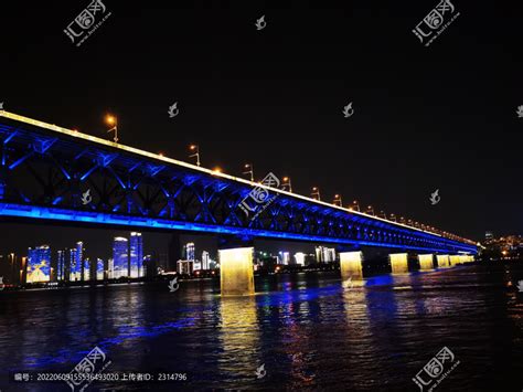 武汉长江大桥夜景,路桥建筑,建筑摄影,摄影素材,汇图网www.huitu.com