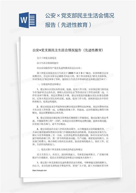 公安×党支部民主生活会情况报告（先进性教育）Word模板下载_熊猫办公