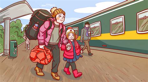 春运回家过年火车票小女孩归途旅程插画图片-包图网