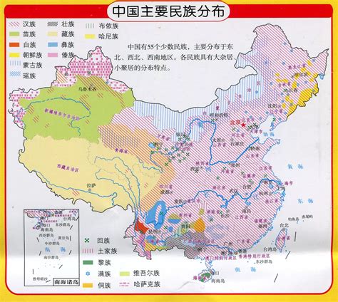 我国主要民族分布图 - 中国地图全图 - 地理教师网