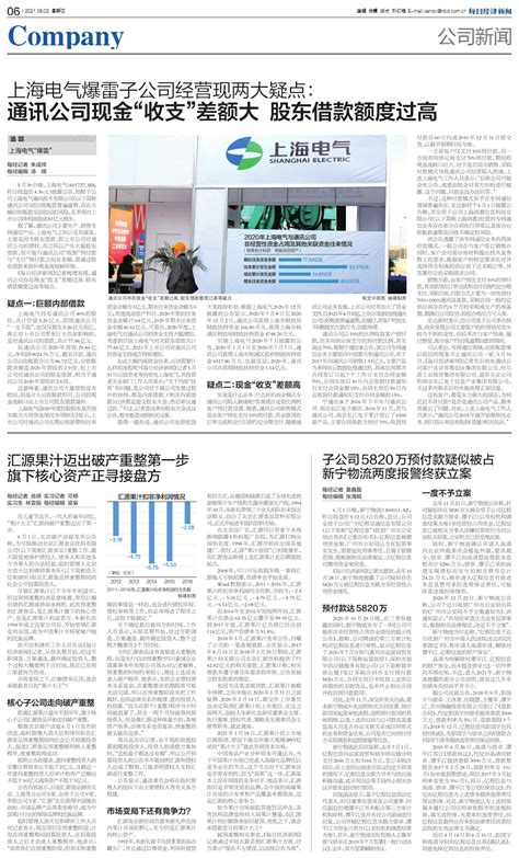 上海电气爆雷子公司经营现两大疑点：通讯公司现金“收支”差额大 股东借款额度过高