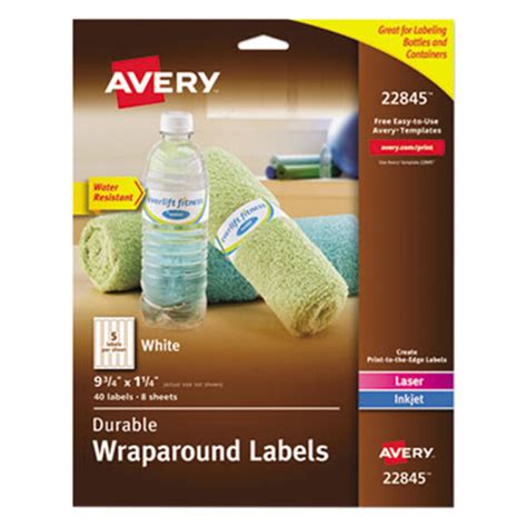 Avery® 22845 1 1/4" x 9 3/4" White Water-Resistant Wraparound Labels ...