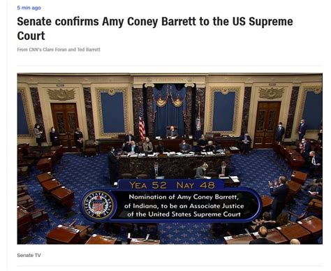 快讯！美国参议院通过特朗普对巴雷特出任最高法院大法官提名