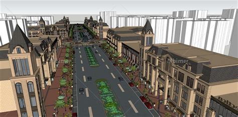 运城法式高端商业步行街建筑设计SU精致模型[原创 - SketchUp模型库 - 毕马汇 Nbimer
