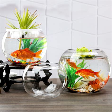 加厚透明玻璃鱼缸圆形客厅家用水培植物办公桌球形桌面小型金鱼缸-阿里巴巴