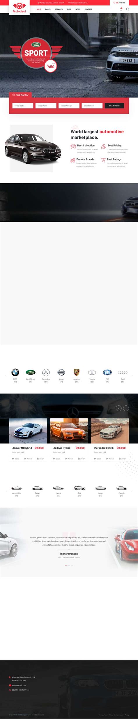 汽车网站设计模板，精美html5汽车服务网站源码-17素材网