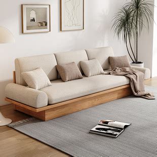 日式沙发三人位落地布艺沙发地台实木储物沙发侘寂风简约现代-阿里巴巴
