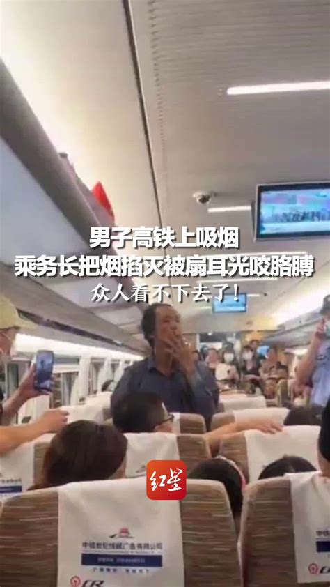 男子高铁上吸烟，乘务长把烟掐灭被扇耳光咬胳膊，众人看不下去了_凤凰网视频_凤凰网