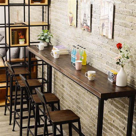 简约现代吧台桌家用靠墙折叠长条窄桌子餐厅奶茶店咖啡厅吧台桌椅-阿里巴巴