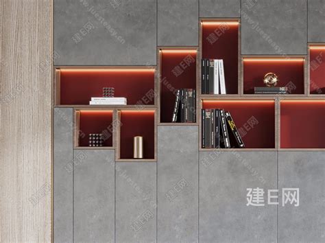 现代简约另类客厅电视柜书架/书柜效果图-上海装潢网
