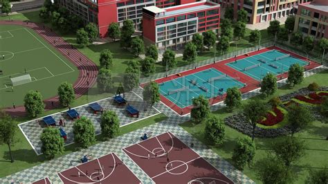 现代多功能运动场篮球场3d模型下载_ID12033039_3dmax免费模型-欧模网