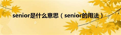 senior是什么意思（senior的用法）_草根科学网
