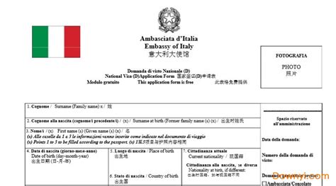 意大利国家签证申请表样本下载|意大利国家签证表格模版下载 ...