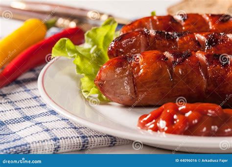 Grilled sausage. stock photo. Image of picnic, dinner - 44096016