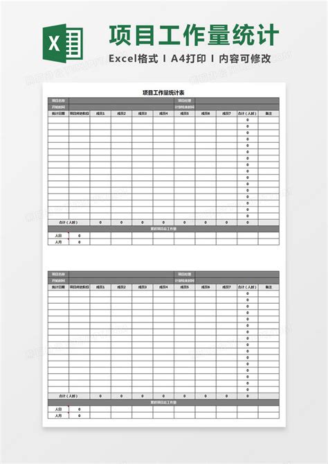 项目工作量统计表Excel模板下载_熊猫办公