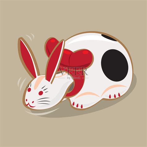日本玩具摇头晃脑的纸工艺品兔子插画图片素材_ID:395596840-Veer图库