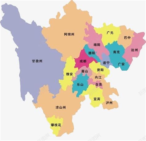 四川彩色地图和行政区域png图片免费下载-素材7ySqqgjUj-新图网