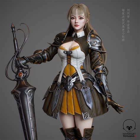 【3D人物建模】女剑士 次世代 美型角色___刘同学作品_B站_CG马锤锤-站酷ZCOOL