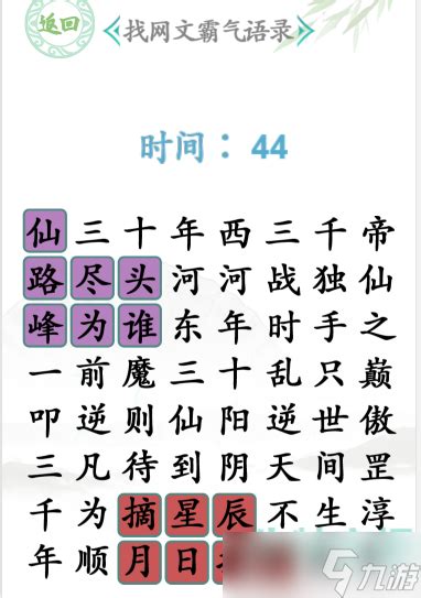 《汉字找茬王》找网文霸气语录怎么过 找网文霸气语录通关攻略_九游手机游戏