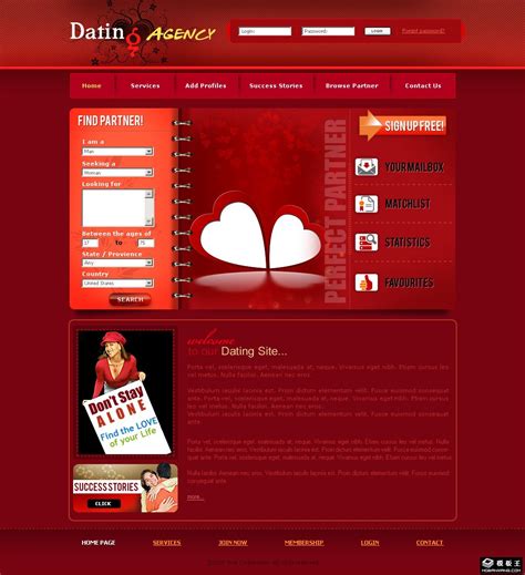 浪漫的邂逅婚介网页模板免费下载html│psd - 模板王