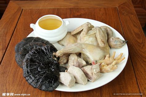 养生灵芝鸡,中国菜系,食品餐饮,摄影素材,汇图网www.huitu.com