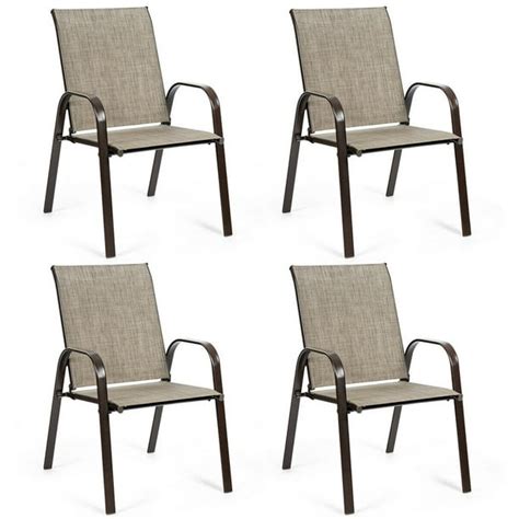 Gymax Set of 4 Patio Chairs Dining Chairs Garden Outdoor w/ Armrest ...
