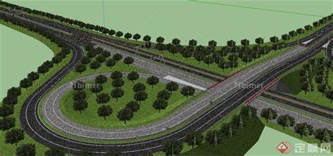 现代高速公路立交桥SU精细模型[原创] - SketchUp模型库 - 毕马汇 Nbimer