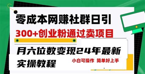 零成本网创群日引300+创业粉，卖项目月六位数变现，门槛低好上手，24年最新实操教程【揭秘】 – 全民创业网