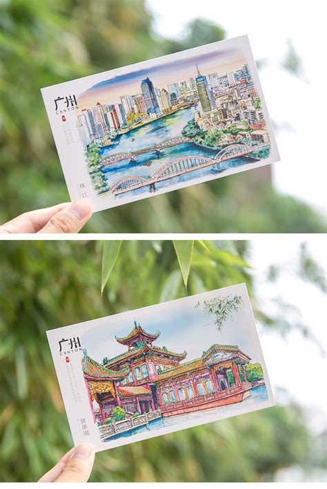 手绘上海明信片 上海印象旅游景点风景特色创意礼品贺卡 旅游纪念-阿里巴巴