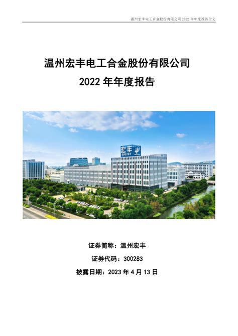 温州宏丰：2022年年度报告
