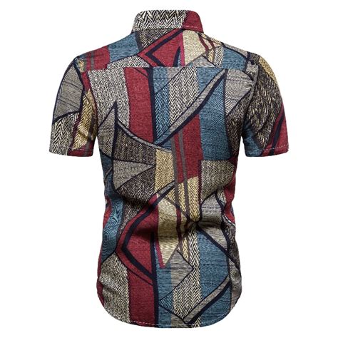 2020亚马逊欧美外贸跨境短袖衬衫男 夏威夷风格复古印花衬衣男-阿里巴巴