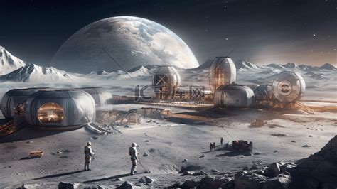 月球上的建筑插画图片-千库网