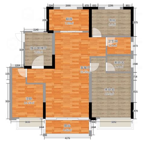 现代风格三室两厅两卫花园洋房户型图设计PSD分层[原创]