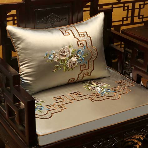 现代中式古典红木沙发坐垫带靠背椅垫罗汉床垫子绣花垫五件套定做-淘宝网