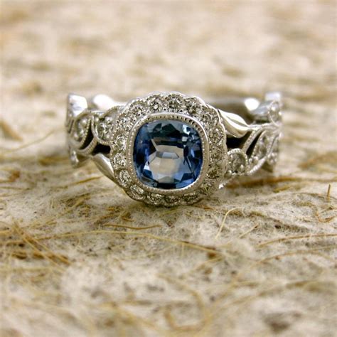 Light Blue Sapphire Engagement Ring In 14K White Gold With Diamonds In ...