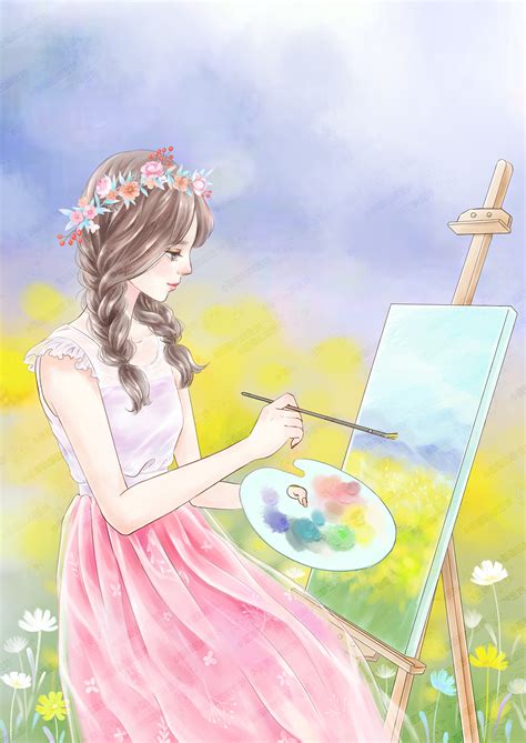 画画的女孩|Illustration|Writing Exercises|插画师桃金娘_Original作品-站酷ZCOOL
