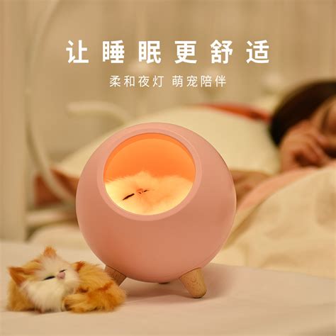 可爱小萌猫宠屋小夜灯小猫床头伴睡灯USB充电触摸氛围灯宠物猫 ...