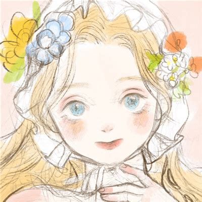 手绘女生头像温柔治愈