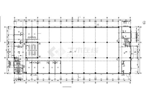 某工厂1.1万平米三层框架结构加工厂房平立剖面设计CAD图纸（含机房层）_工业建筑_土木在线