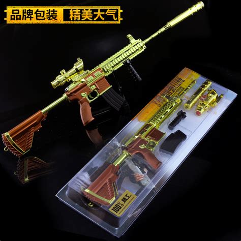 绝地大逃杀 黄金版M416突击步枪模型钥匙扣 合金武器-阿里巴巴