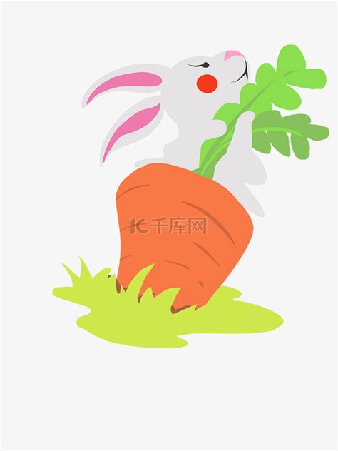 卡通兔子拔萝卜PNG素材图片免费下载-千库网