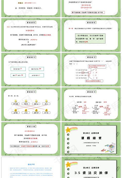 小学数学人教版四年级下册3 运算定律乘法运算定律集体备课ppt课件-教习网|课件下载