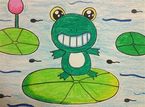 幼儿绘画：荷塘小青蛙 - 绘画作品