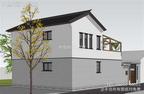 农村新中式双拼别墅自建房，含全套施工图 - 轩鼎房屋图纸