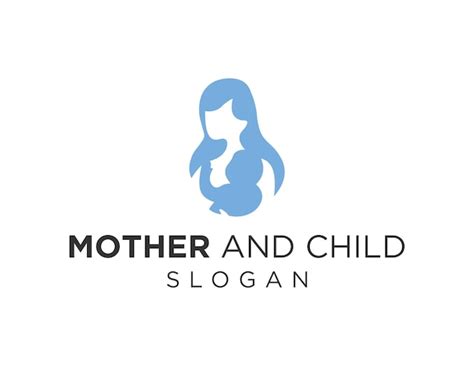 Ein blaues logo für einen mutter-kind-slogan | Premium-Vektor