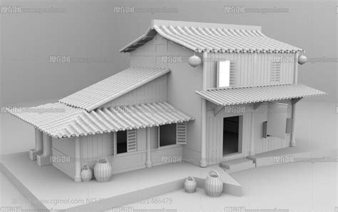 湘西双层木房子,农村住宅maya模型_中式建筑模型下载-摩尔网CGMOL