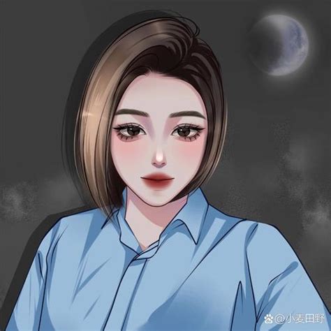 温柔短发女生头像手绘