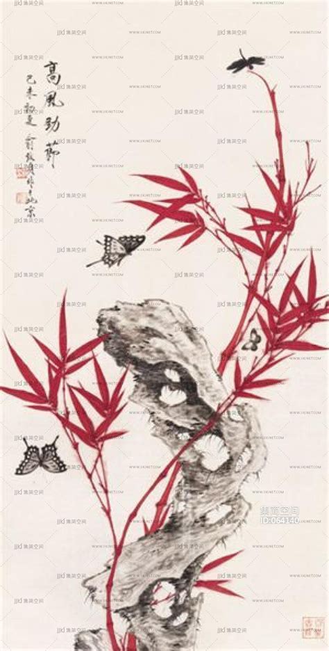 中式花鸟字画 a (18)材质贴图下载-【集简空间】「每日更新」